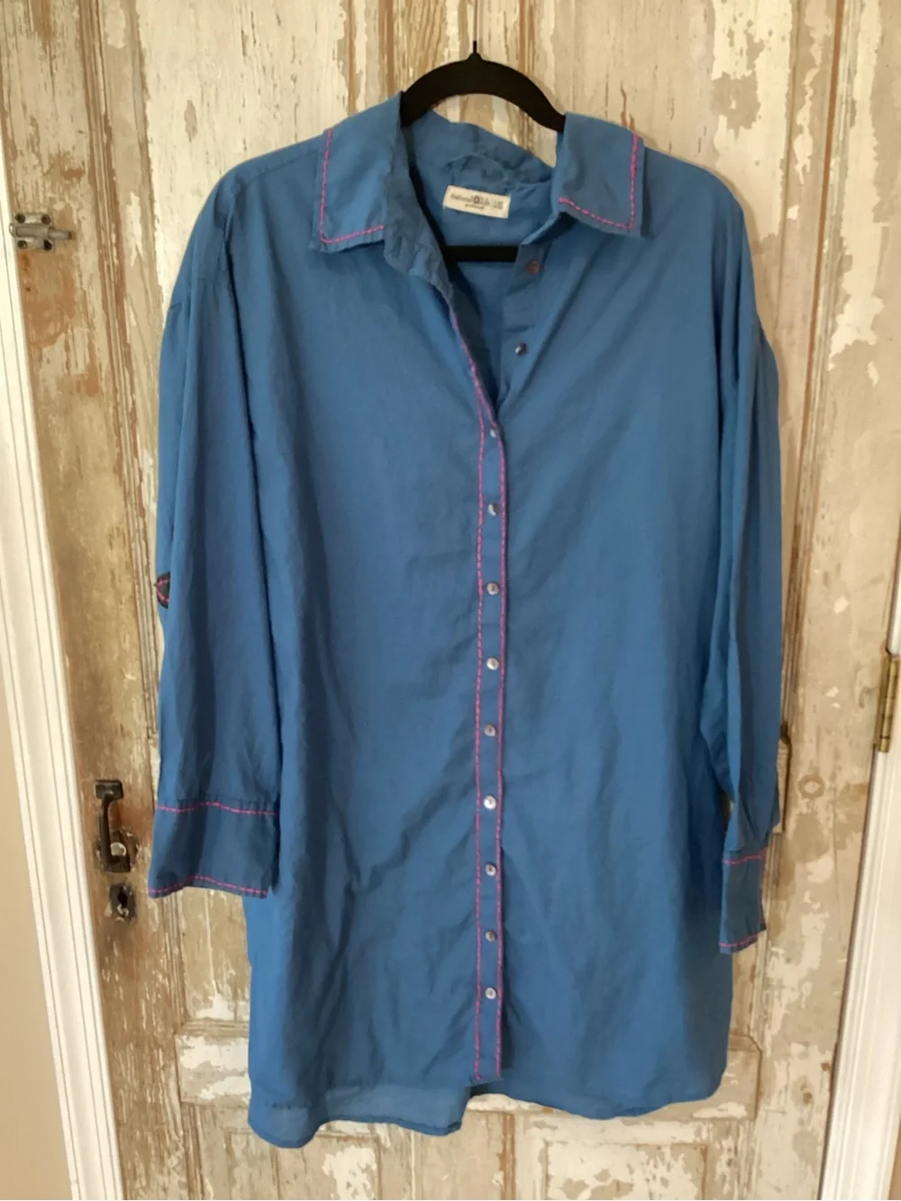NATURAL LIFE Size Large Lesli Blue Shirt Dress Star Elbow Patch - L/XL - Picture 3 of 10